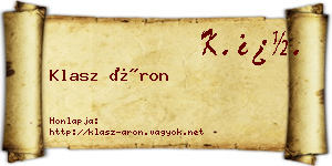 Klasz Áron névjegykártya