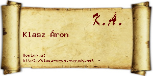 Klasz Áron névjegykártya